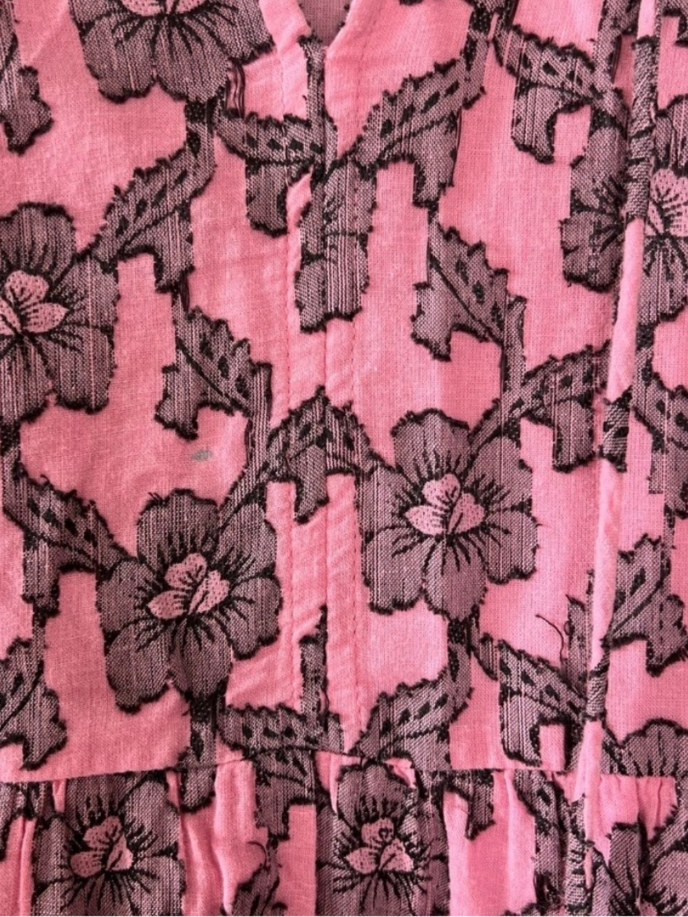 Roller Rabbit Pink Floral Tiered V-Neck Long Sleeve Dress - Picture 7 of 10
